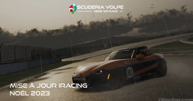 photo d'une voiture sous la pluie pour la mise à jour iracing noël 2023