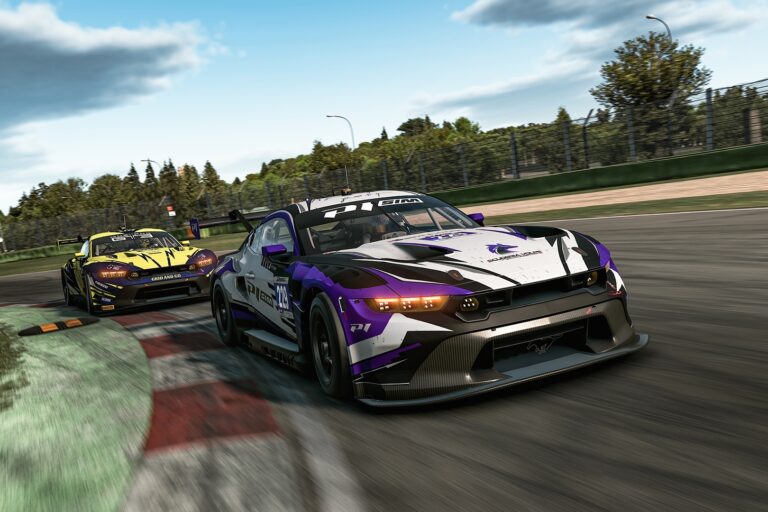 Nous voyons ici une bataille en IVRA Endurance Series Round 2, deux voitures sont de 3/4 face en pleine vitesse