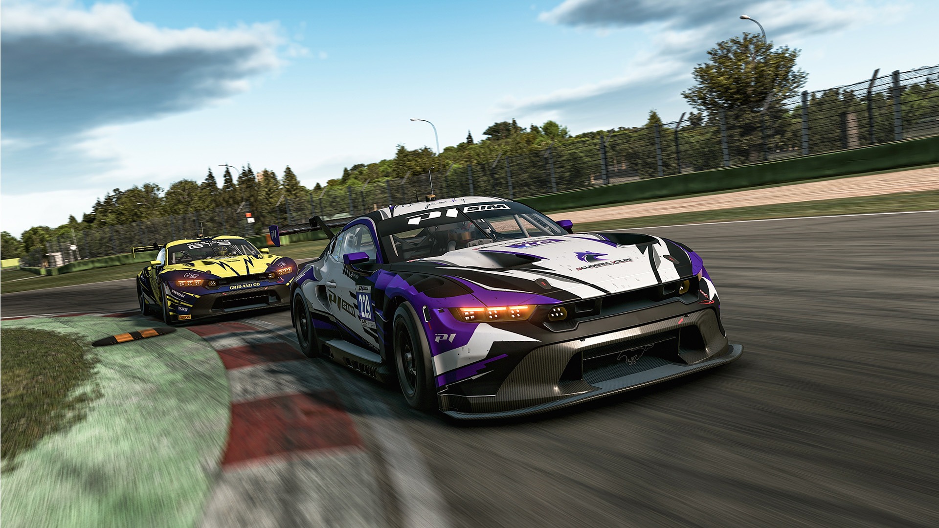 Nous voyons ici une bataille en IVRA Endurance Series Round 2, deux voitures sont de 3/4 face en pleine vitesse